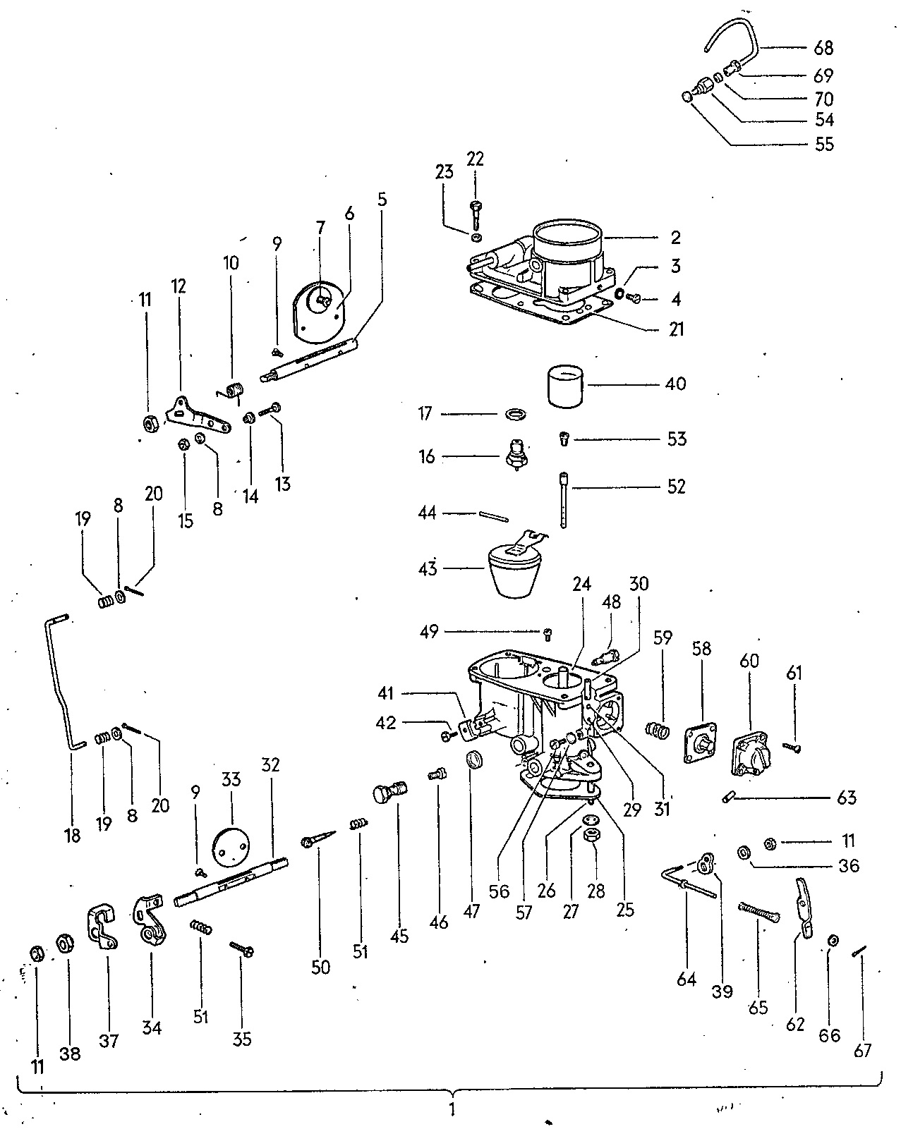 (USED) 113 129 109 Body upper with choke valve, carburetor Solex 28PCI